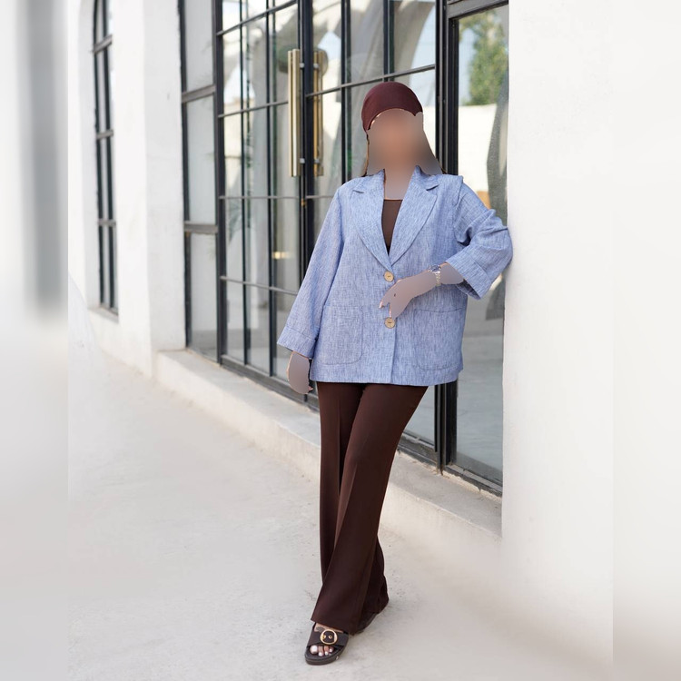 کت لینن دکمه چوبی کد 2478