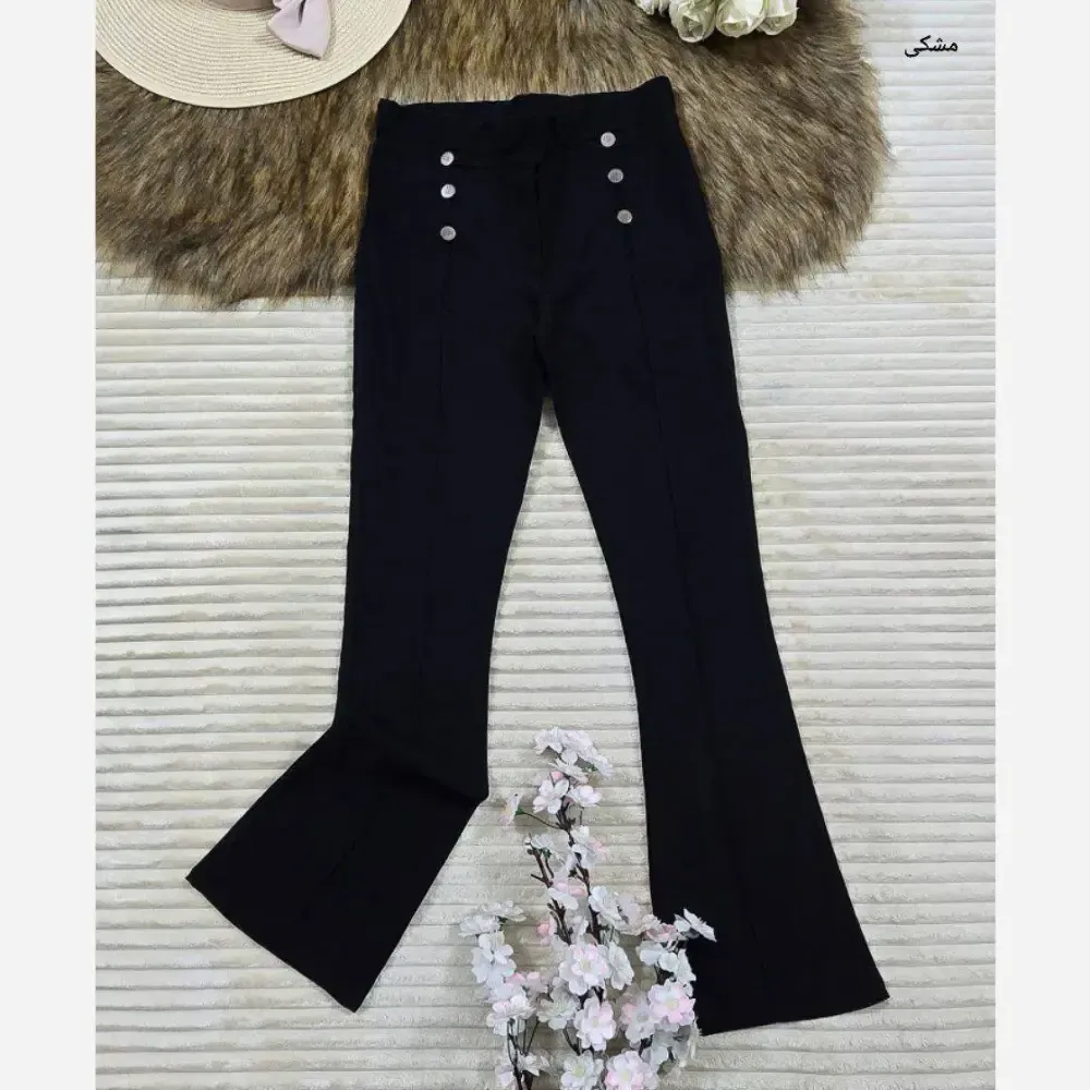 شلوار کتان زنانه دمپا شش دکمه کتان کش درجه یک سایز 40 تا 50