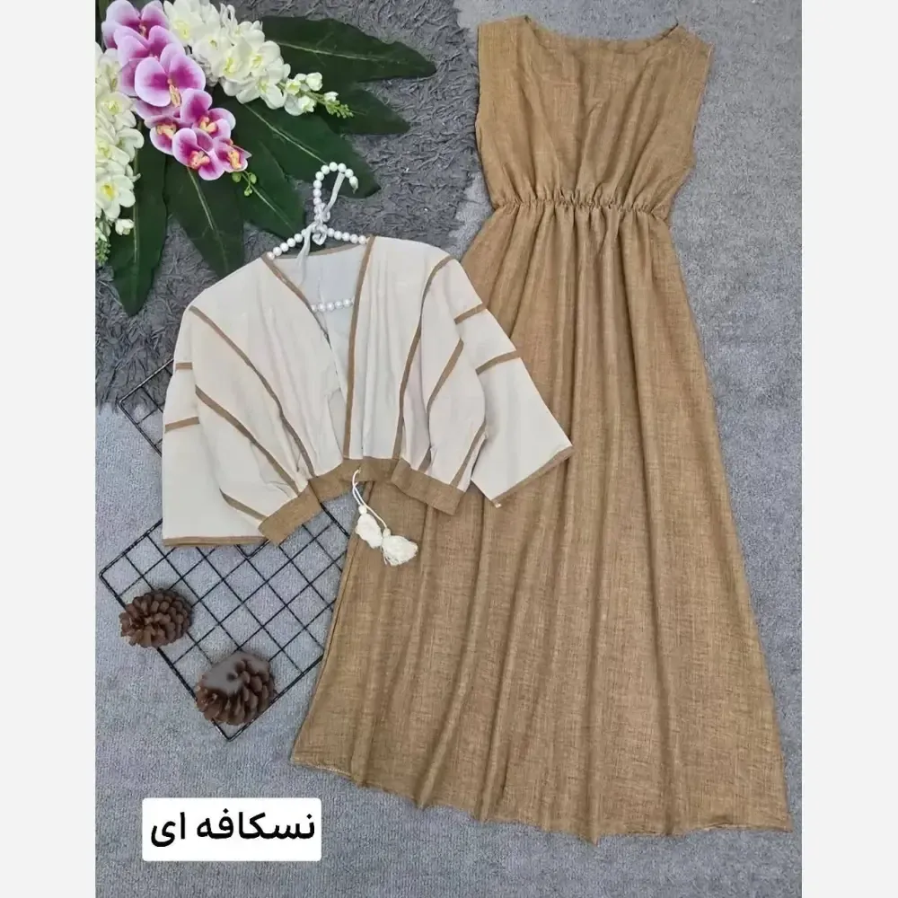 ست سارافون شانتون و کراپ لنین زنانه فری سایز 36 تا 46
