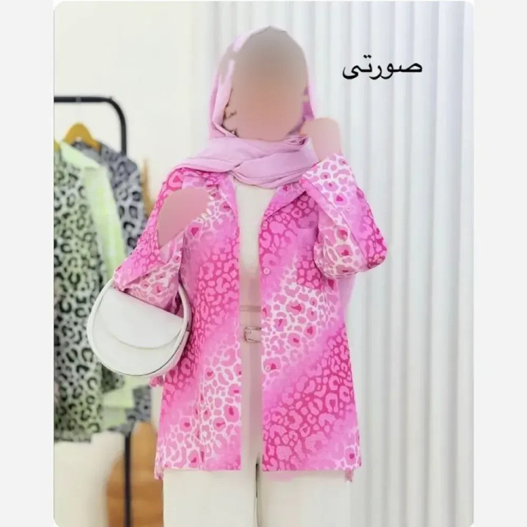 شومیز زنانه طرح پلنگی جنس ینزی فری سایز با جیب کاربردی