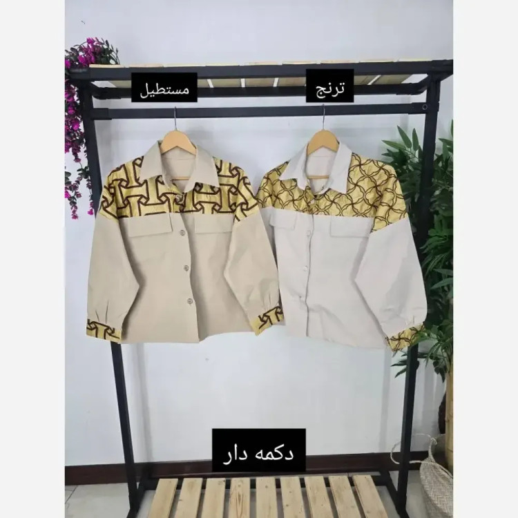 مانتو نگارین کتان با خرجکار جواهر دوزی سایز یک و دو