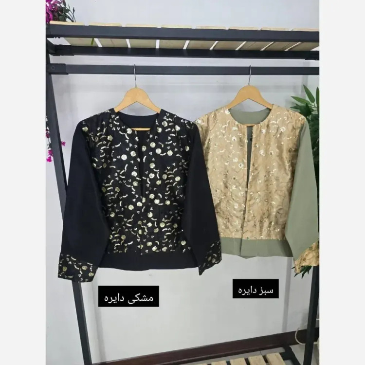مانتو نگارین کتان با خرجکار جواهر دوزی سایز یک و دو