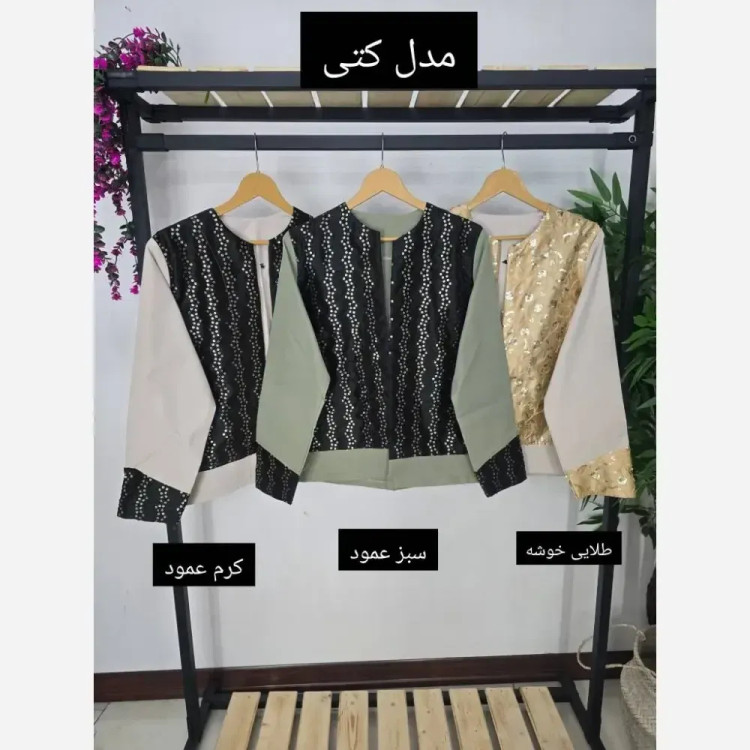 مانتو نگارین کتان با خرجکار جواهر دوزی سایز یک و دو