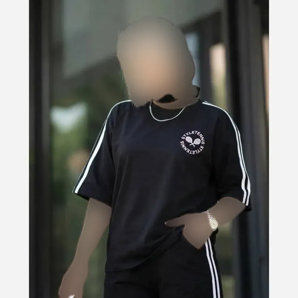 ست تیشرت و شلوار زنانه مدل نیکیتا جنس پنبه گلکسی رنگ مشکی سایز فری سایز
