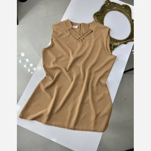 تاپ زنانه یقه ضربدری جنس الیزه مصری اعلا سایزبندی 40 تا 52