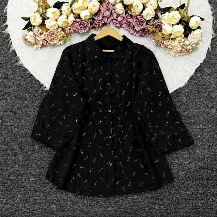 شومیز مانتویی زنانه مدل آیلین جنس لینن وارداتی فری سایز