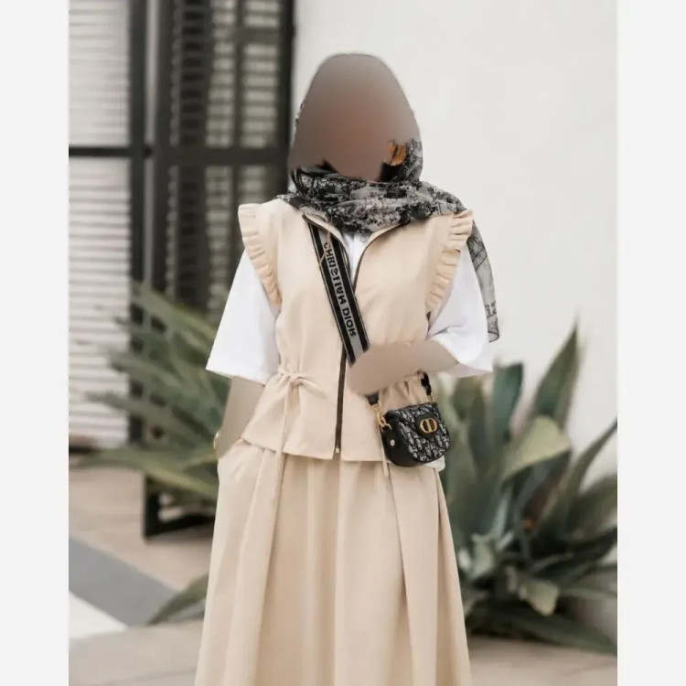 ست دو تیکه وست و دامن لنین زنانه فری سایز