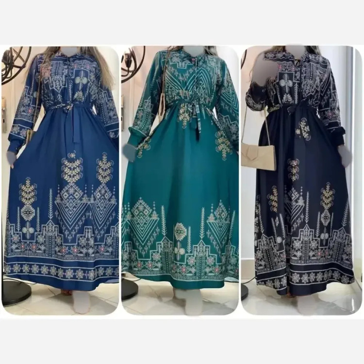 پیراهن ساحلی زنانه طرح کتیبه جنس بوگاتی فری سایز
