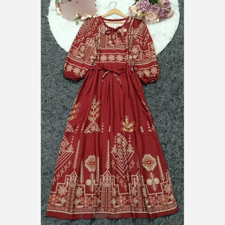 پیراهن ساحلی زنانه طرح کتیبه جنس بوگاتی فری سایز