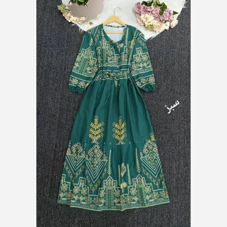 پیراهن ساحلی زنانه طرح کتیبه جنس بوگاتی فری سایز