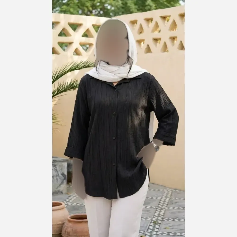شومیز مانتویی زنانه جنس گازوییلی درجه یک فری سایز 38 تا 48