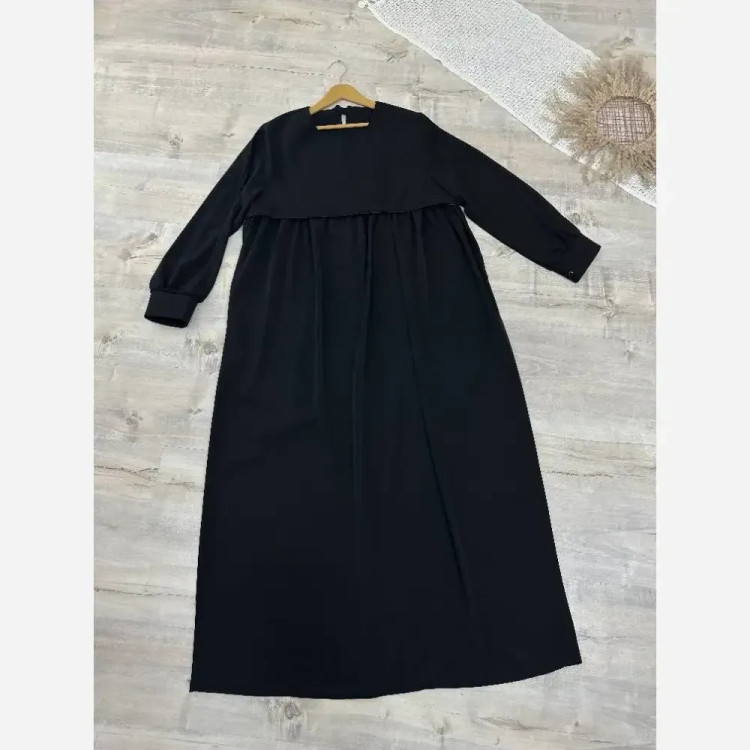 مانتو عبایی جیب دار مدل نفیسه جنس کرپ ندا اماراتی