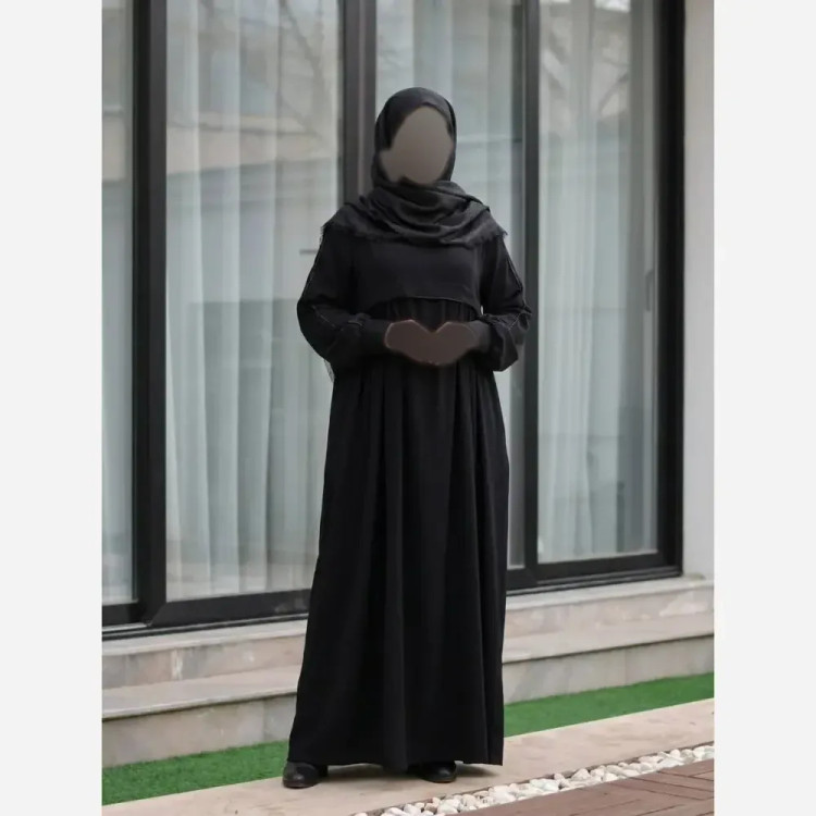 مانتو عبایی جیب دار مدل نفیسه جنس کرپ ندا اماراتی