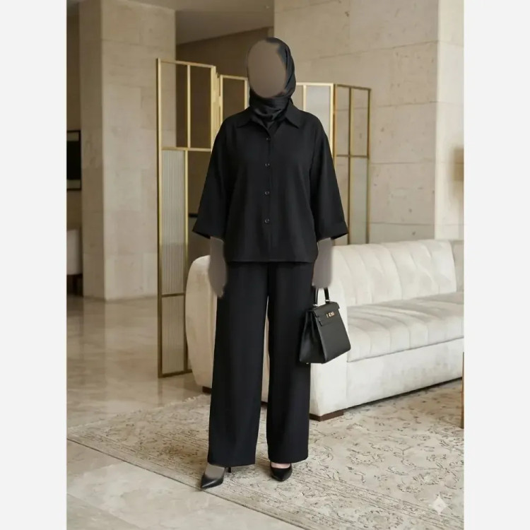 ست شومیز و شلوار زنانه مدل زیوا پارچه کرپ کجرا خنک تابستانه سایز 38 تا 50