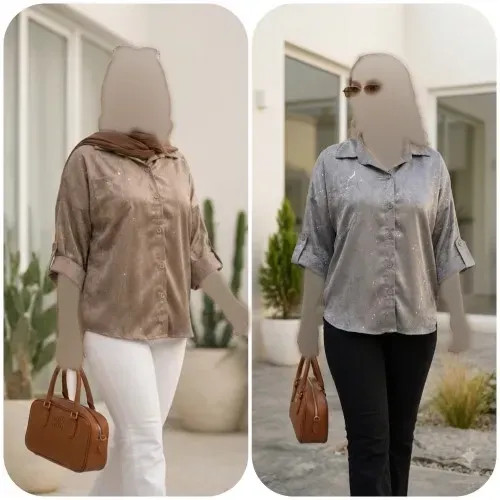 شومیز زنانه مدل مینو جنس سیلک ژاکارد درجه یک سایز 38 تا 50