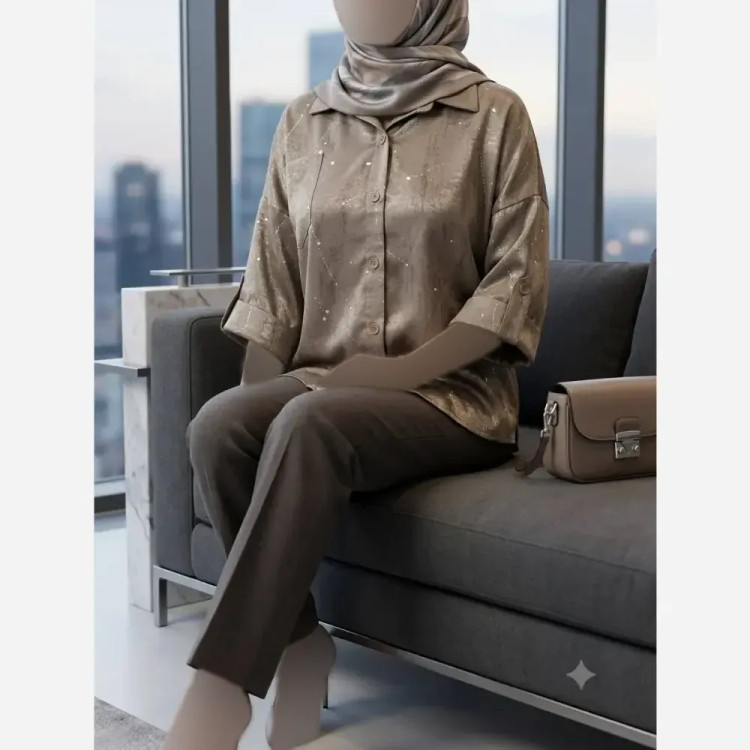 شومیز زنانه مدل مینو جنس سیلک ژاکارد درجه یک سایز 38 تا 50