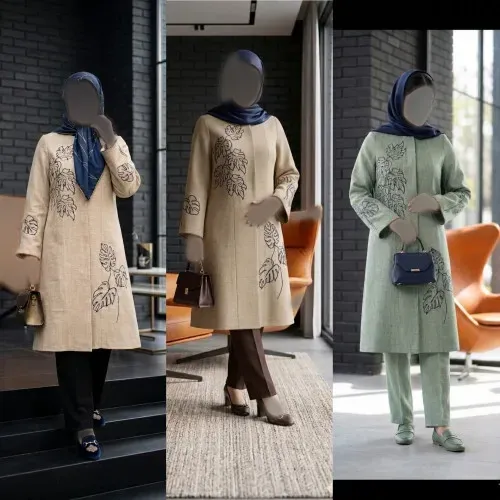 مانتو گلدوزی شده مدل نیاز پارچه شانتون اسلپ درجه یک زنانه