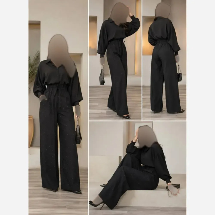 شلوار بگ زنانه کرسپو نگیندار فری سایز تا 50