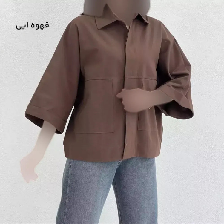 شومیز باکسی دوجیب مدل دلبهار جنس لینن پنبه فری سایز