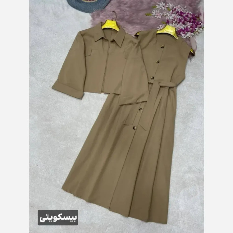 ست دوتیکه زنانه مدل خاتون جنس لنین فری سایز 38 تا 46 (2)