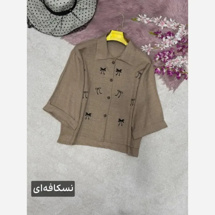 شومیز زنانه گلدوزی مدل میرا جنس شانتون فری سایز 38 تا 46