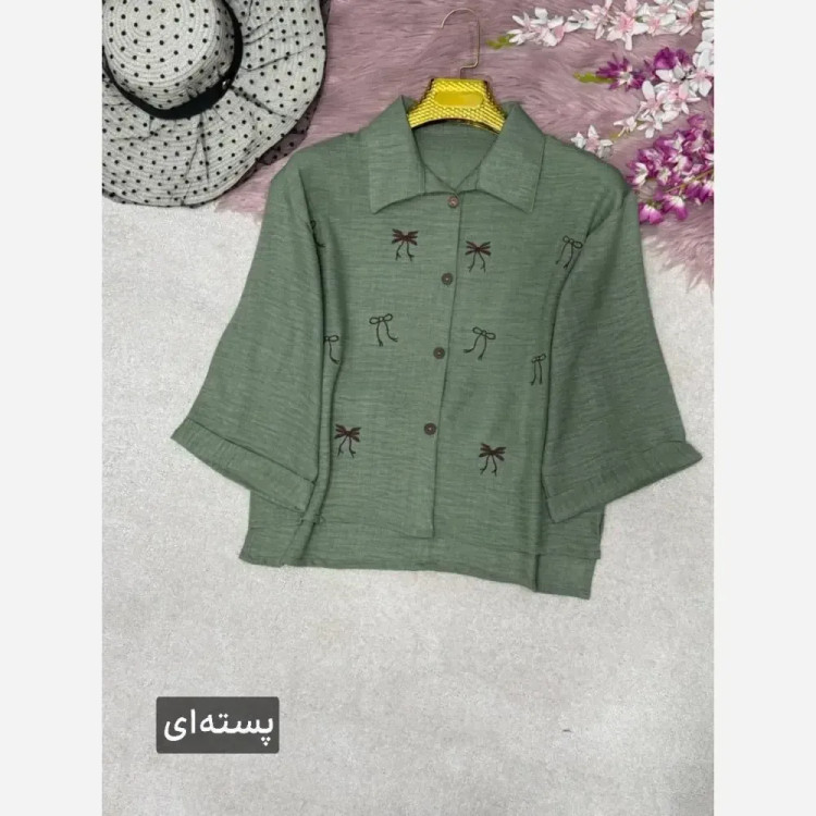 شومیز زنانه گلدوزی مدل میرا جنس شانتون فری سایز 38 تا 46