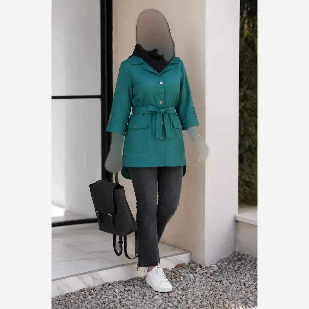 مانتو اسپرت زنانه مدل شیدا جنس لینن شانتون گتردار