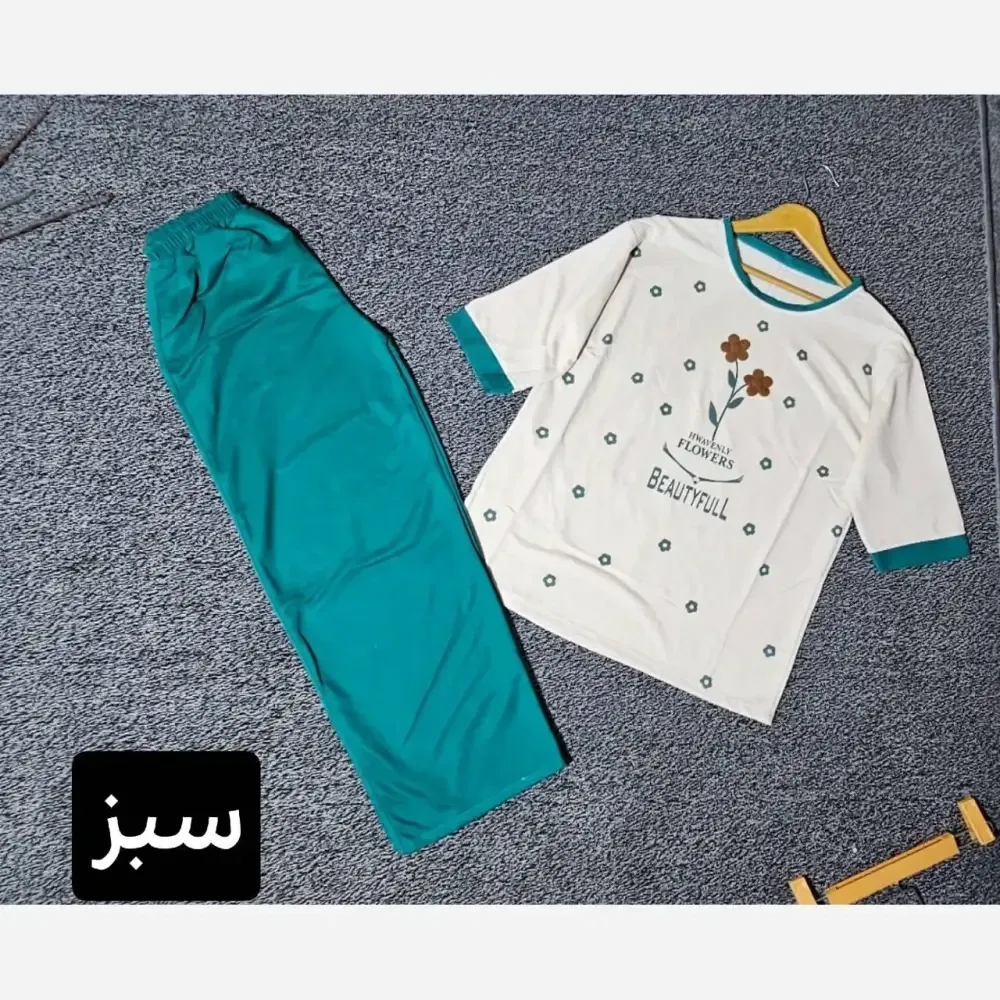 ست زنانه طرح گل رنگی جنس دورس پنبه اعلا فری سایز 38 تا 48