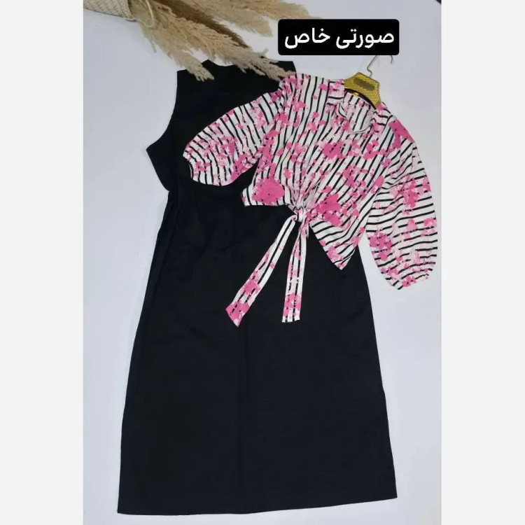 ست شومیز و سارافون زنانه مدل نازیلا جنس نخی و شانتون فری سایز (3)