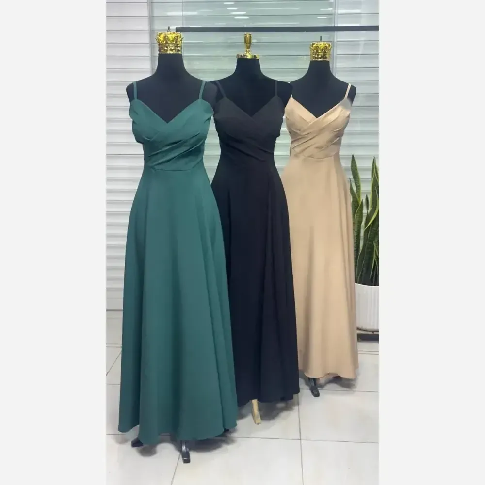 پیراهن مجلسی زنانه مدل سارا جنس مازاراتی با کاپ سینه و بند تنظیم پشت (2)