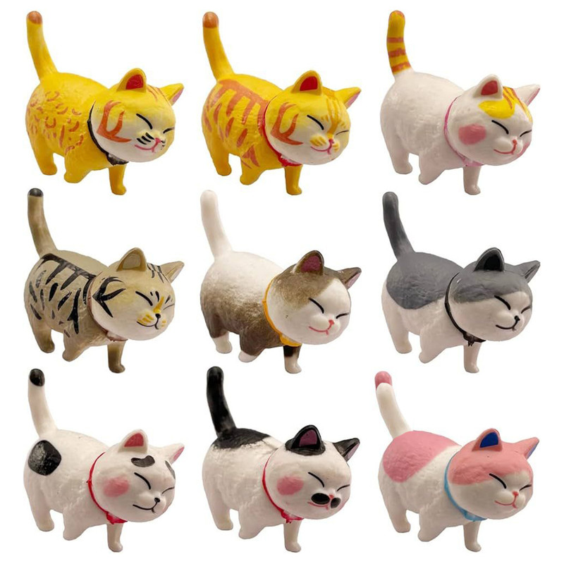 اکشن فیگور مدل گربه طرح Tiny Cats کد TC1 ارتفاع 3.5 سانتی‌متر  مجموعه 9 عددی
