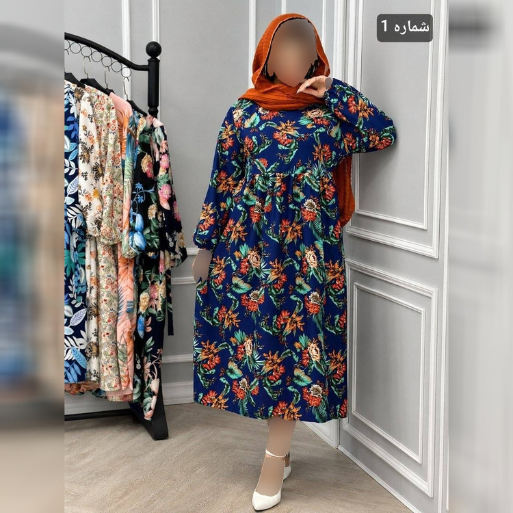 پیراهن ساحلی زنانه مدل مژده جنس کرپ نخ پنبه وارداتی شسته شده فری سایز 36تا46