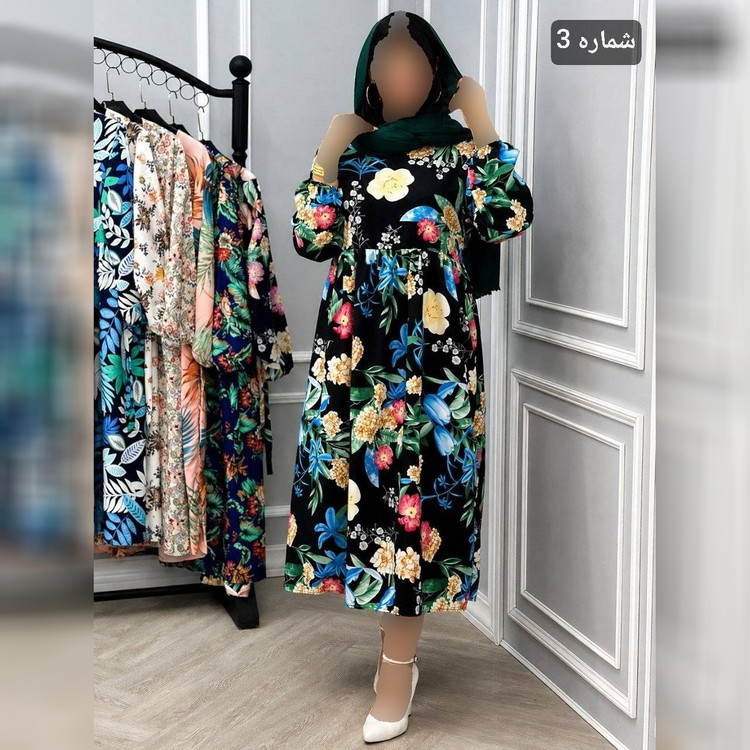 پیراهن ساحلی زنانه مدل مژده جنس کرپ نخ پنبه وارداتی شسته شده فری سایز 36تا46