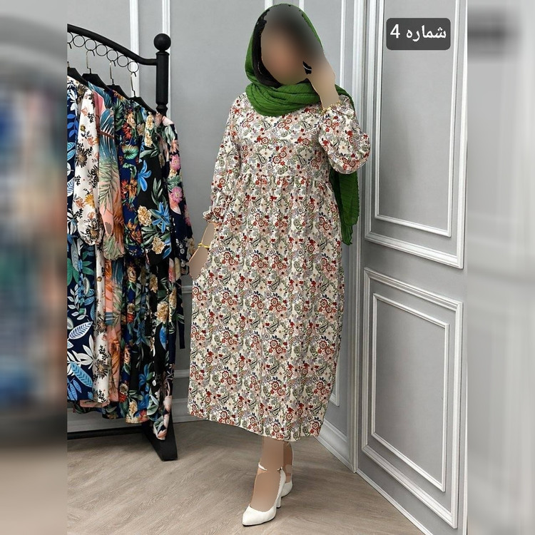 پیراهن ساحلی زنانه مدل مژده جنس کرپ نخ پنبه وارداتی شسته شده فری سایز 36تا46
