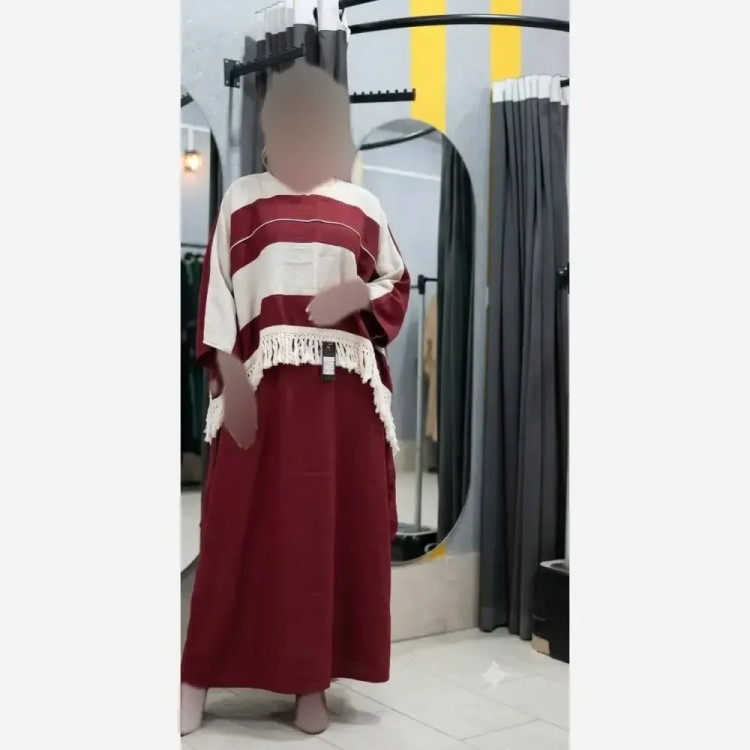 ست دوتیکه شنل و سارافون زنانه مدل سوین جنس شانتون ژاکارد فری سایز 38 تا 54