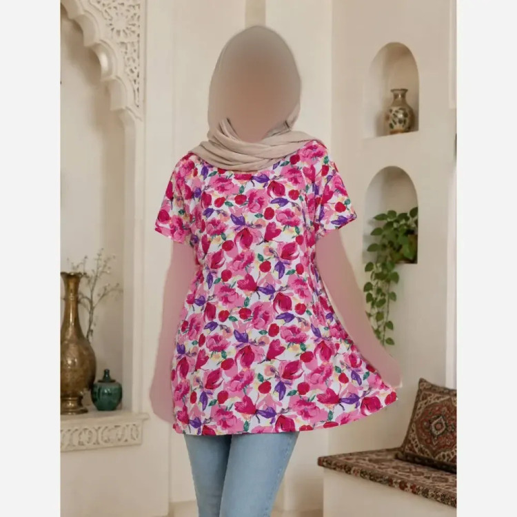 تیشرت نخی زنانه سایز بزرگ 44 تا 52