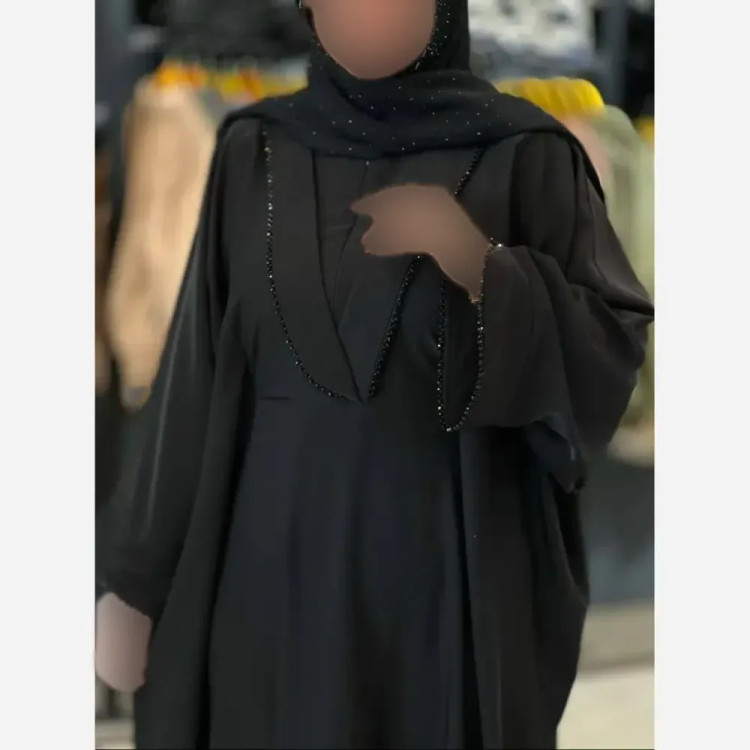 عبای مجلسی زنانه مدل سوگند جنس الیزه درجه یک فری سایز رنگ مشکی (2)