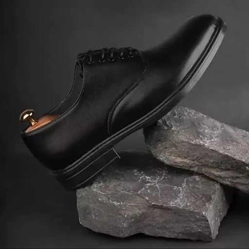 ست کفش مردانه مدل رویال و کمربند چرم صنعتی مشکی