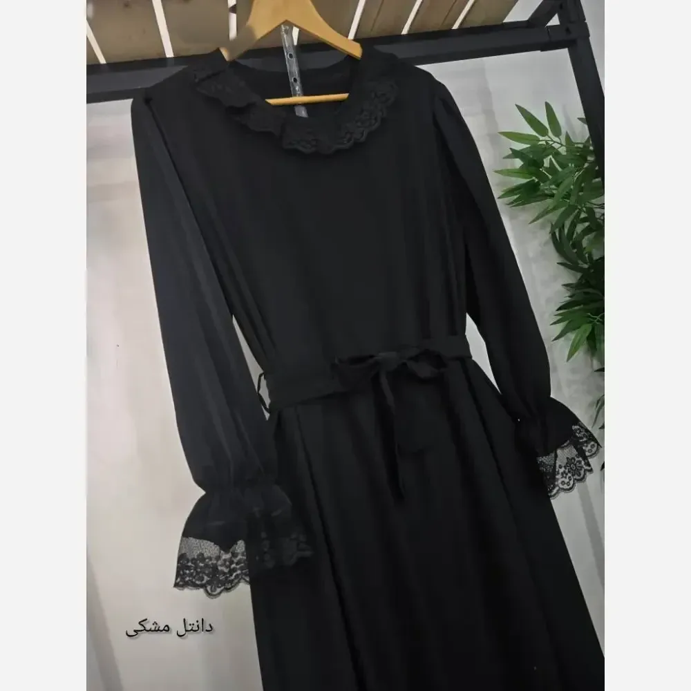 عبا زنانه مدل مروارید جنس الیزه با خرج کار تور دانتل فری سایز 36 تا 46