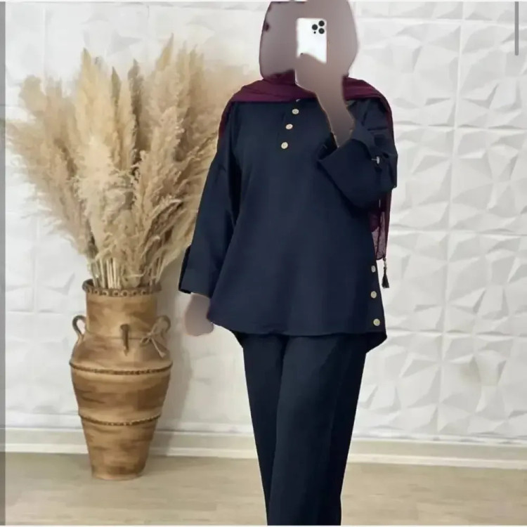ست مانتو و شلوار زنانه مدل مهلا جنس شانتون گرم بالا فری سایز