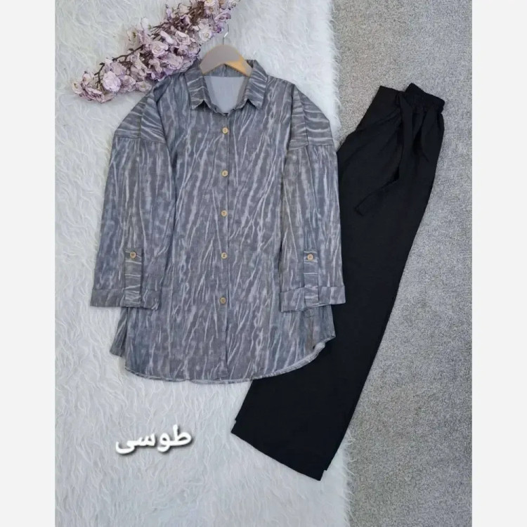 ست شومیز و شلوار زنانه جنس لاریس خنک تابستانه سایز 38 تا 48
