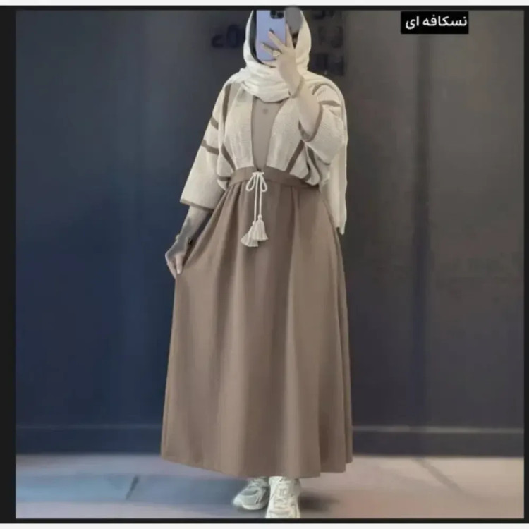 ست سارافون شانتون و کراپ لنین زنانه فری سایز مناسب 36 تا 46
