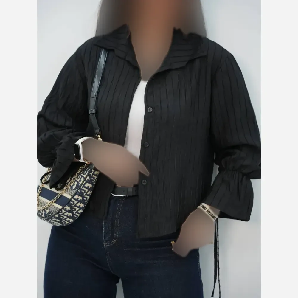 شومیز زنانه آستین لاله جنس شانتون سوفیا فری سایز