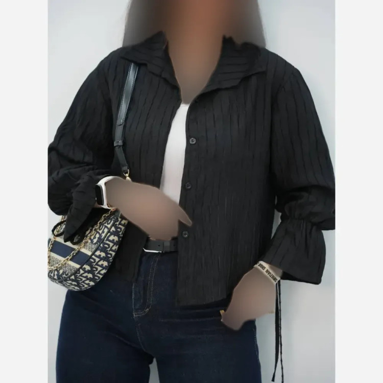 شومیز زنانه آستین لاله جنس شانتون سوفیا فری سایز