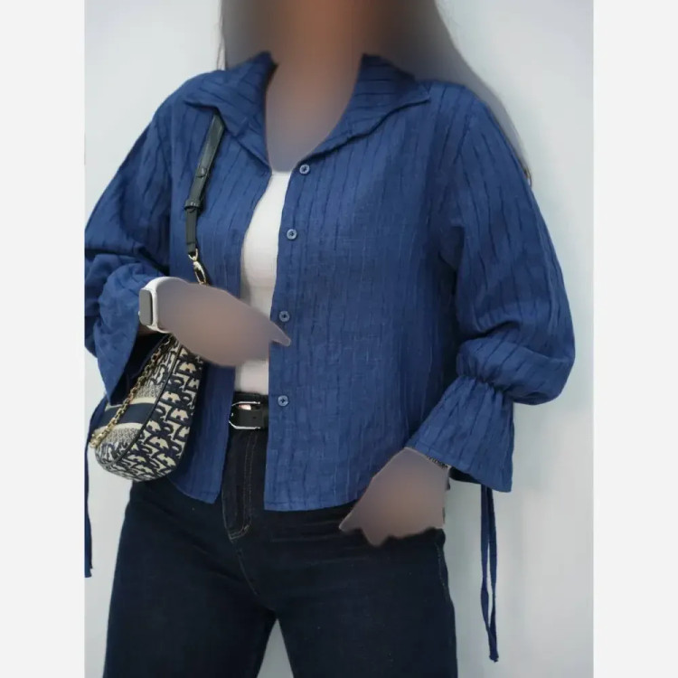 شومیز زنانه آستین لاله جنس شانتون سوفیا فری سایز