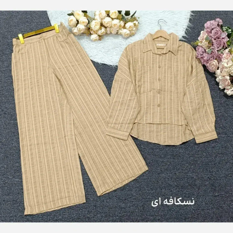 ست شومیز و شلوار زنانه جنس کوک دوزی آستین کیمونو