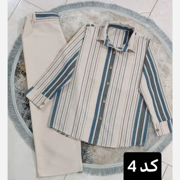 ست شومیز و شلوار زنانه جنس لنین لمه دوزی شده دوخت مزونی