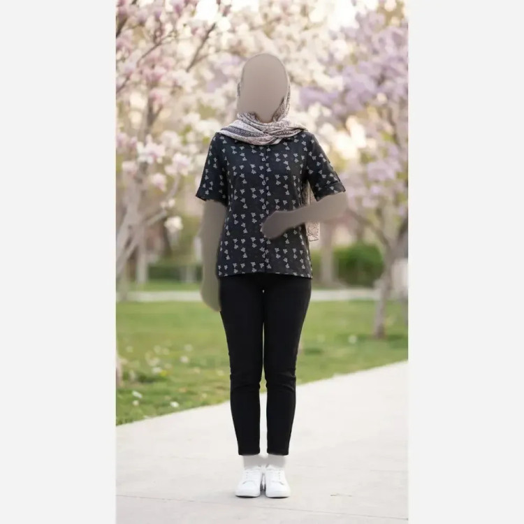 ست شومیز و شلوار زنانه جنس لنین لمه دوزی شده دوخت مزونی