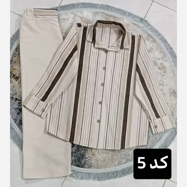 ست شومیز و شلوار زنانه جنس لنین لمه دوزی شده دوخت مزونی