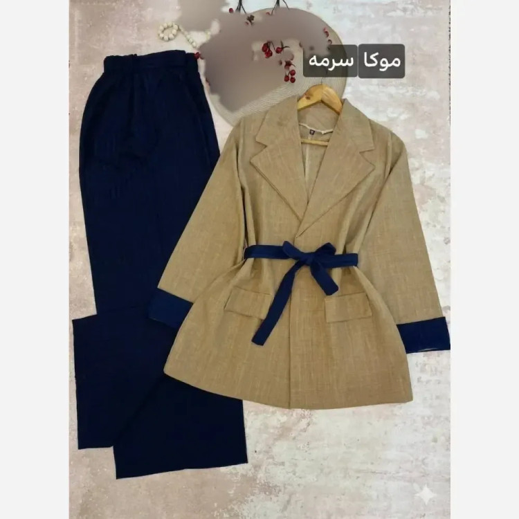 کت و شلوار زنانه مزونی مدل صوفیا ژاکارد سایز بزرگ 38 تا 50